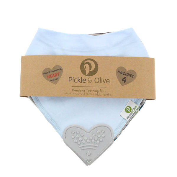 Solid Blues Bandana Teething Bibs (4 Pack)