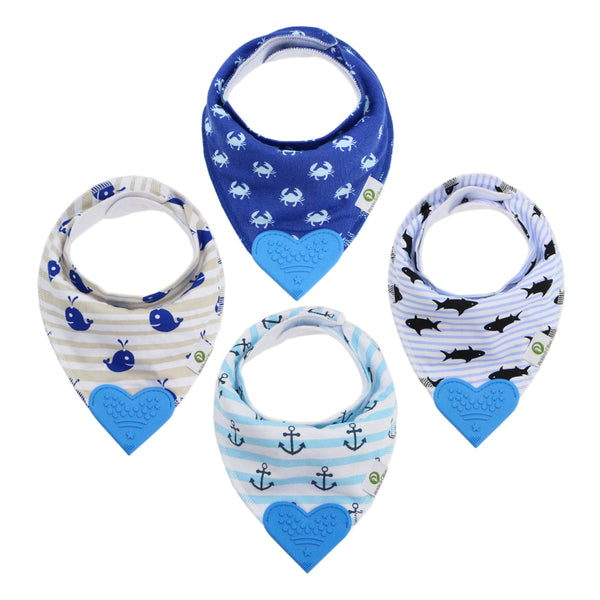 Blue Sea Bandana Teething Bibs (4 Pack)
