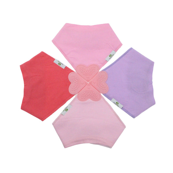 Solid Pinks Bandana Teething Bibs (4 Pack)