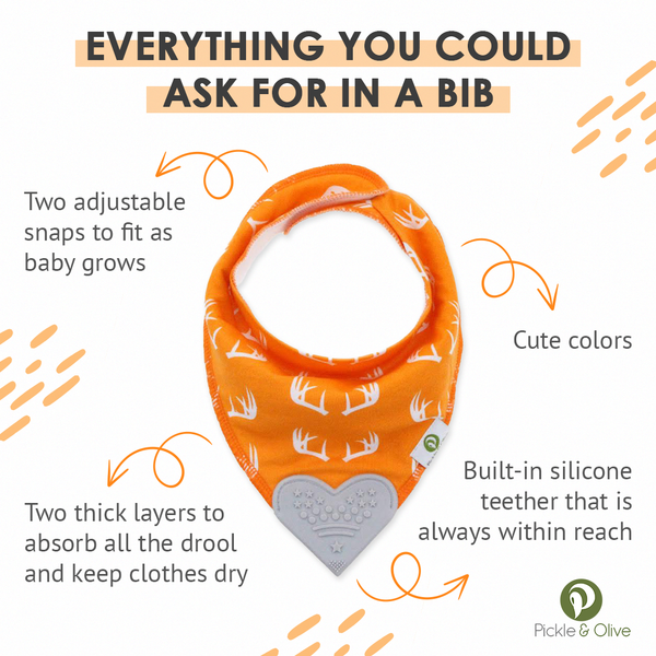 Orange Fox Bandana Teething Bibs (4 Pack)