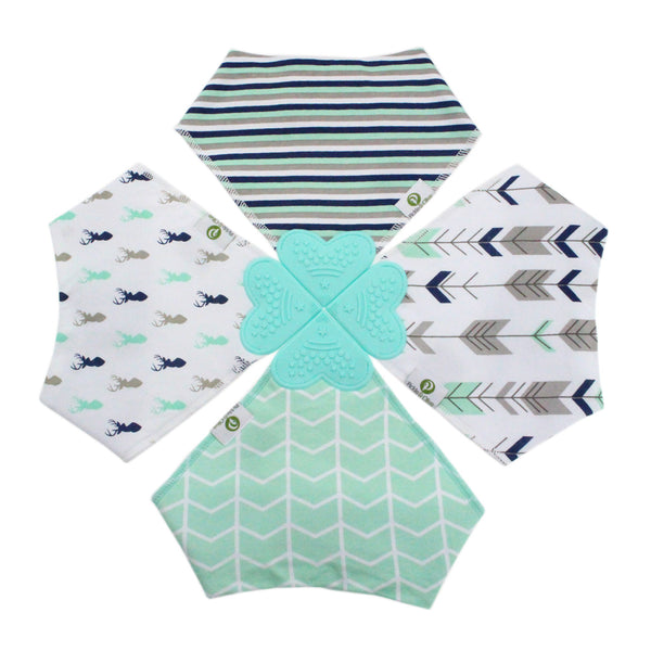 Blue Deer Bandana Teething Bibs (4 Pack)