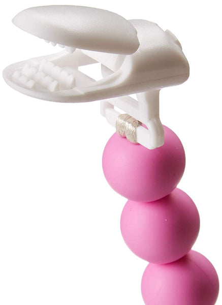 Pink Silicone Bead Pacifier Clip