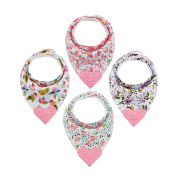 Floral Bandana Teething Bibs (4 Pack)