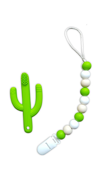 Green Silicone Bead Pacifier Clip