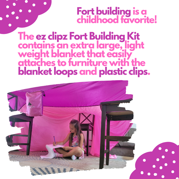 ez clipz Fort Building Kit - Large Lightweight Blanket and Clips to Attach to Furniture-Best Gift for Children