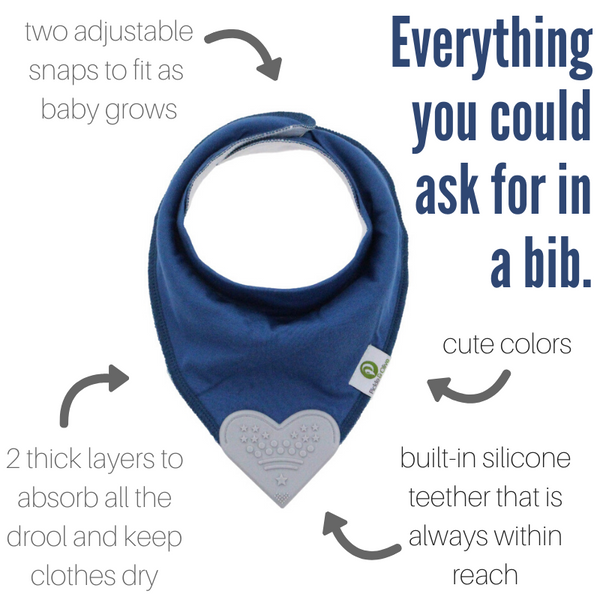 Solid Blues Bandana Teething Bibs (4 Pack)