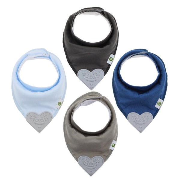Solid Blues Bandana Teething Bibs (4 Pack)