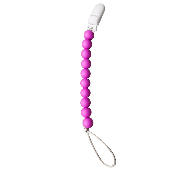 Pink Silicone Bead Pacifier Clip