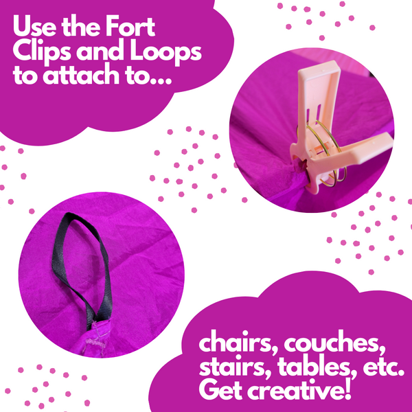 ez clipz Fort Building Kit - Large Lightweight Blanket and Clips to Attach to Furniture-Best Gift for Children