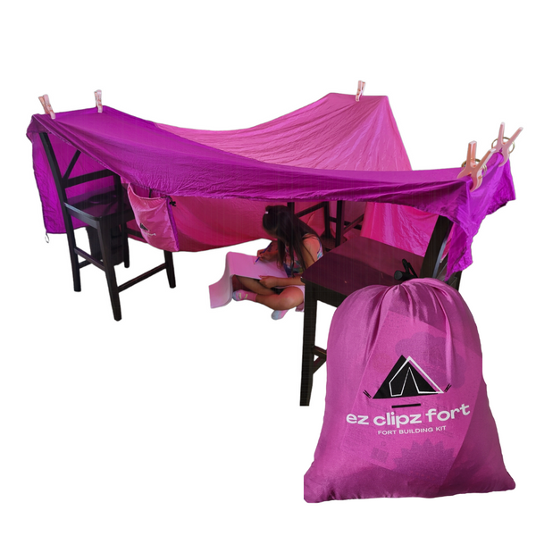 ez clipz Fort Building Kit - Large Lightweight Blanket and Clips to Attach to Furniture-Best Gift for Children